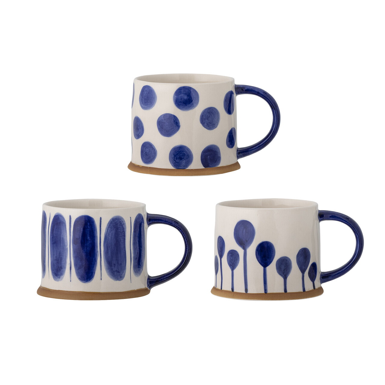 Set 3 cani, Bloomingville, Linora, 11x8.5 cm, 450 ml, ceramica, albastru - imagine 7